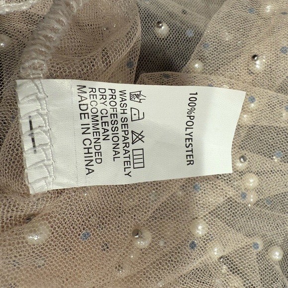 White Pearl Embellished Mesh Cover Up - Picture 4 of 4